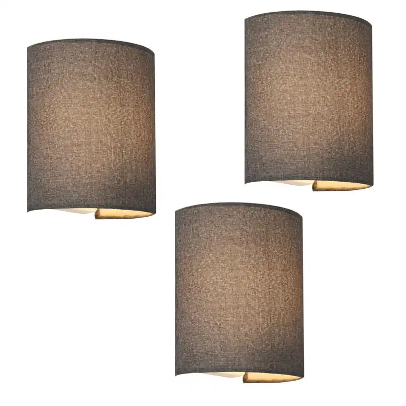 Set de 3 lámparas de pared Brüssel modernas 1x E27 60 W textil de lino 20 x 18 x 13 cm - Gris [lux.pro]