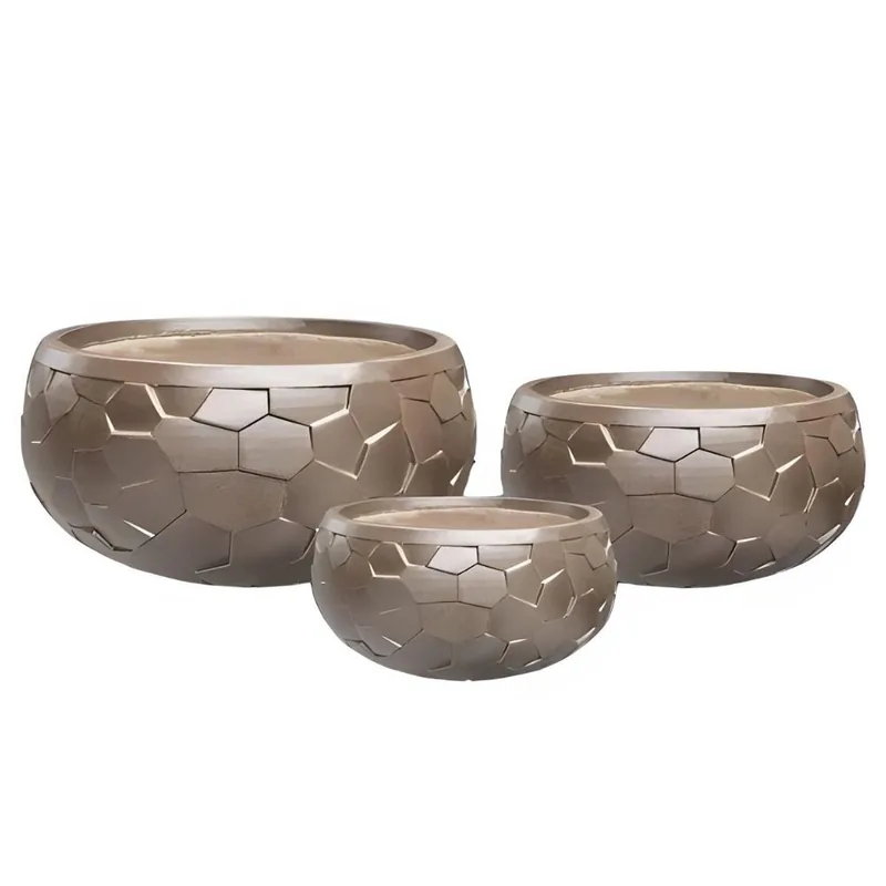 set maceteros acrilico color dorado serie canela 55cm - Decoración