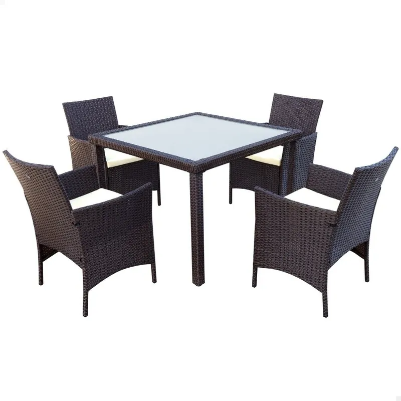 Set muebles de terraza sillas y mesa ratán Aktive - Jardín