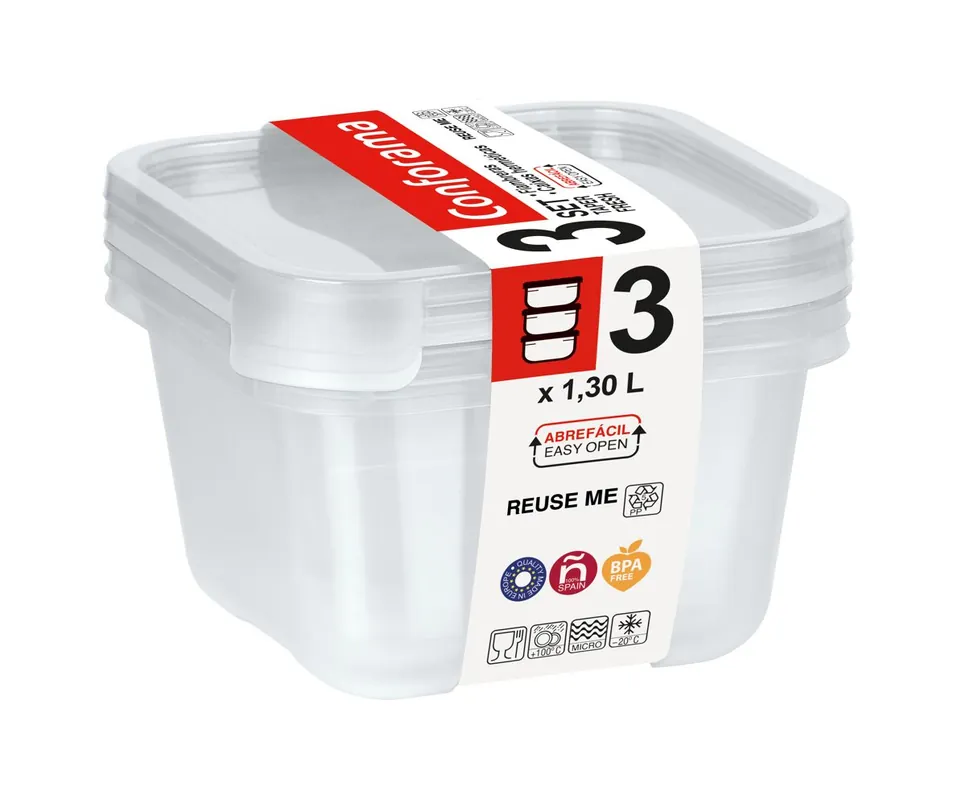 Set 4 taper FRESH cuadrado 0,90 litros - Cocina