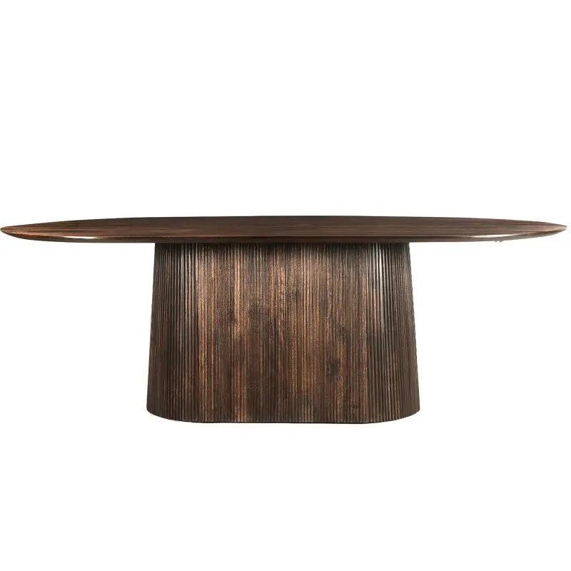 Mesa de comedor ovalada 8/10 personas L.230 mango macizo teñido nogal - Muebles