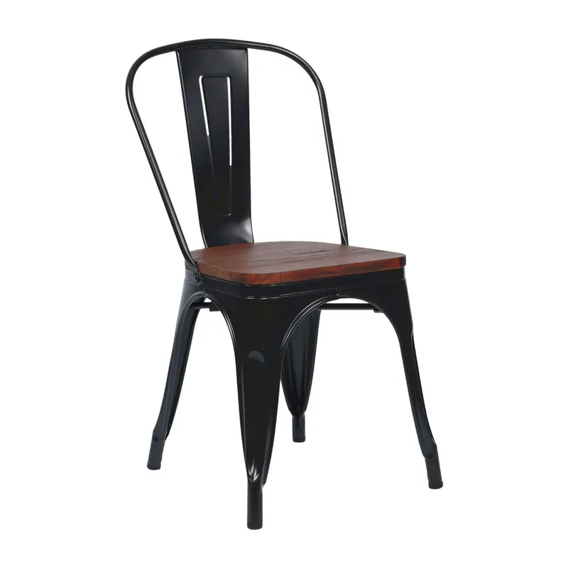 Silla Apilable Industrial de Acero y Madera 7house - Muebles