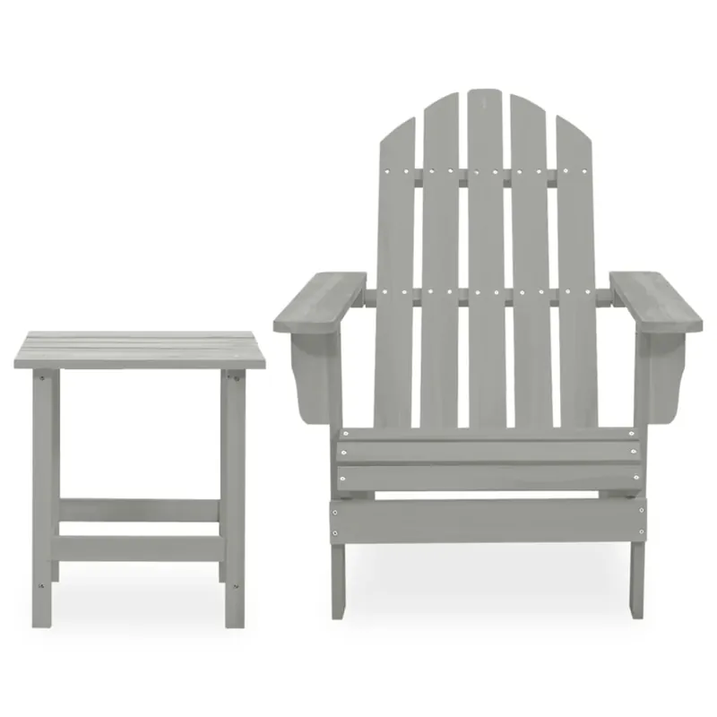 Silla con otomana y mesa jardín Adirondack abeto macizo gris