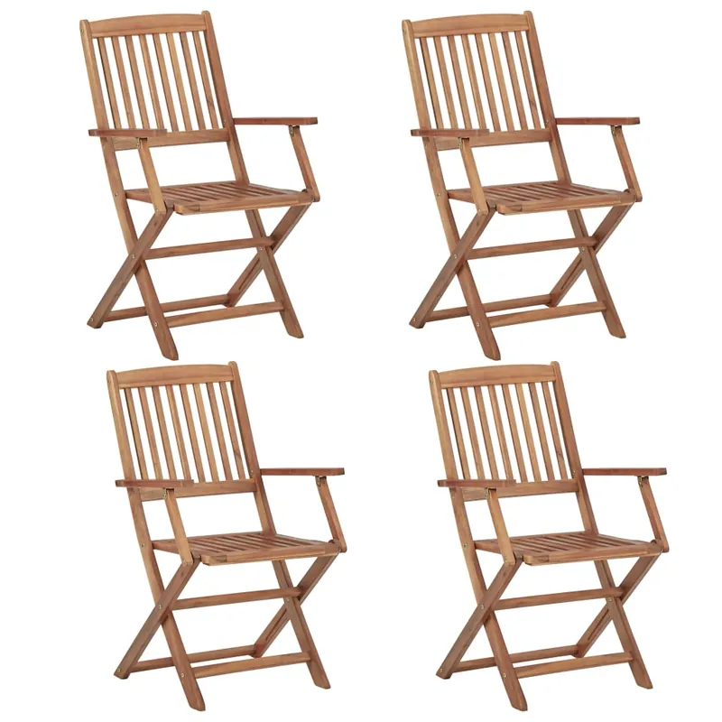 vidaXL Sillas de jardín plegables 4 unidades madera maciza de acacia