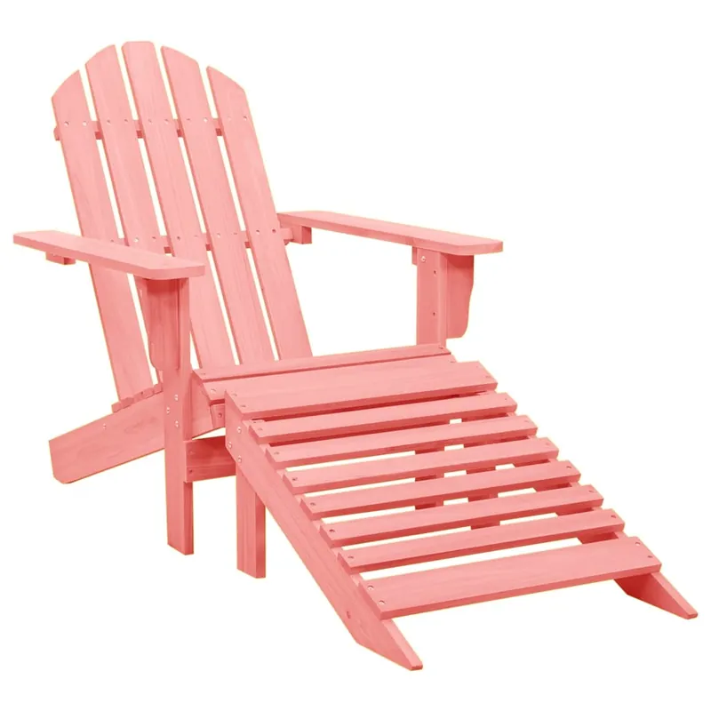 vidaXL Silla jardín Adirondack con otomana madera maciza de abeto roja