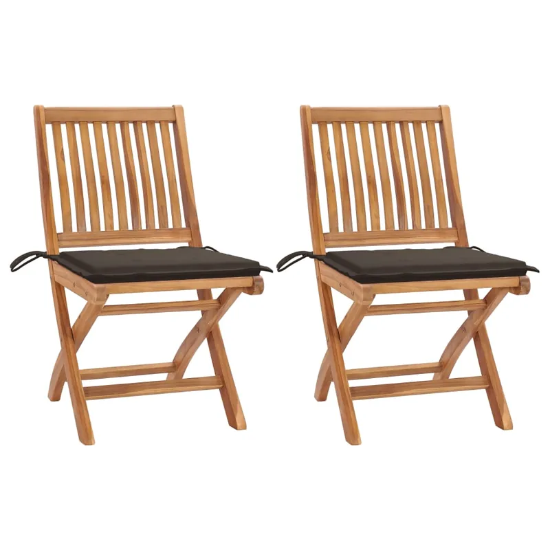 vidaXL Sillas de jardín 2 unidades con cojines crema madera de teca