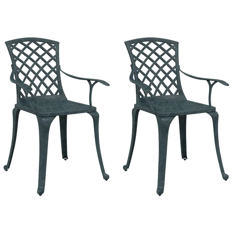 vidaXL Sillas de jardín 2 unidades aluminio fundido negro