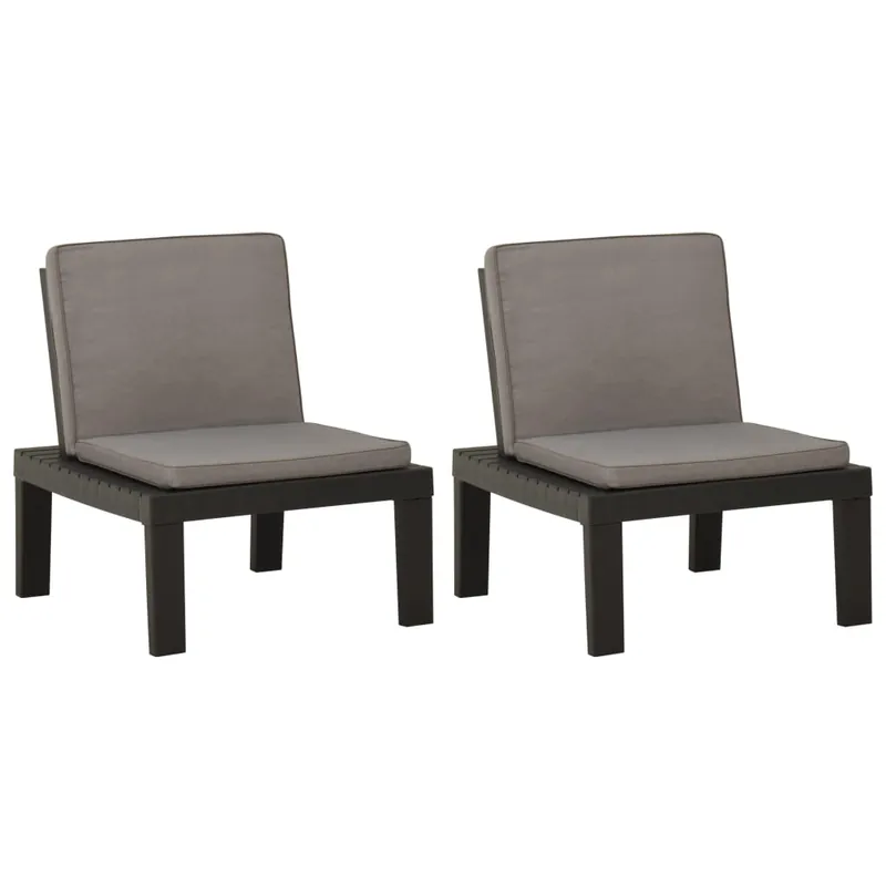 vidaXL Sillones de jardín con cojines 2 unidades plástico blanco