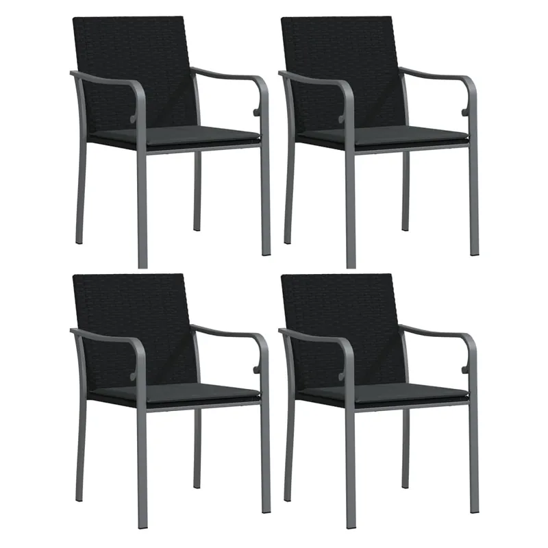 vidaXL Sillas jardín y cojines 4 uds ratán sintético marrón 56x59x84cm