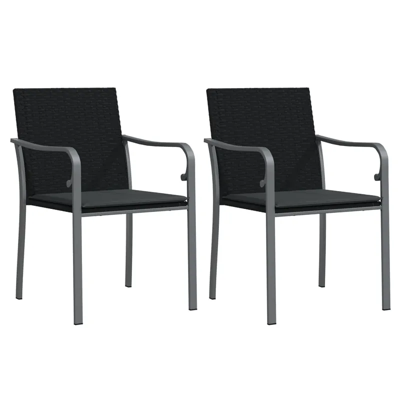 vidaXL Sillas jardín y cojines 2 uds ratán sintético marrón 56x59x84cm