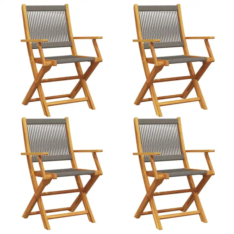 vidaXL Sillas de jardín reclinables 4 uds madera maciza acacia negro
