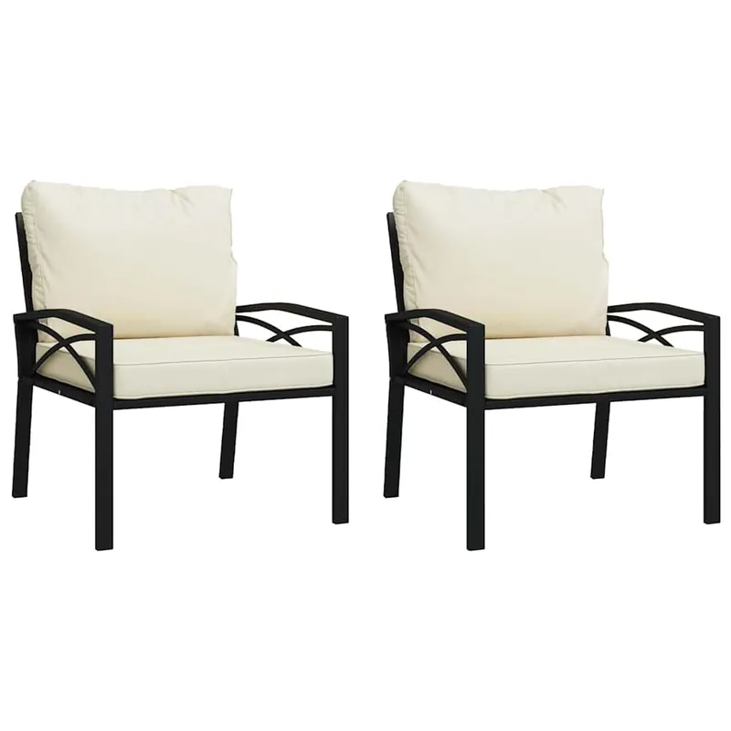 vidaXL Sillas de jardín 2 uds acero con cojines gris 68x76x79 cm