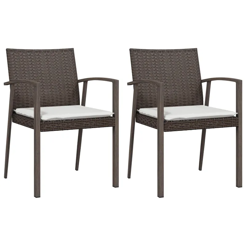 vidaXL Sillas jardín cojines 2 uds ratán sintético negro 56,5x57x83 cm