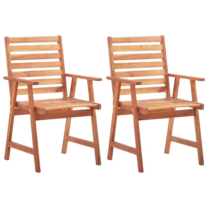 vidaXL Sillas de comedor de exterior 2 uds madera maciza de acacia - Jardín