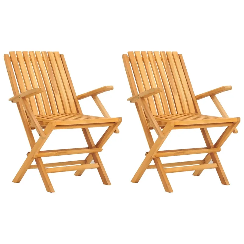 vidaXL Sillas de jardín plegables 2 uds madera maciza teca 61x67x90 cm