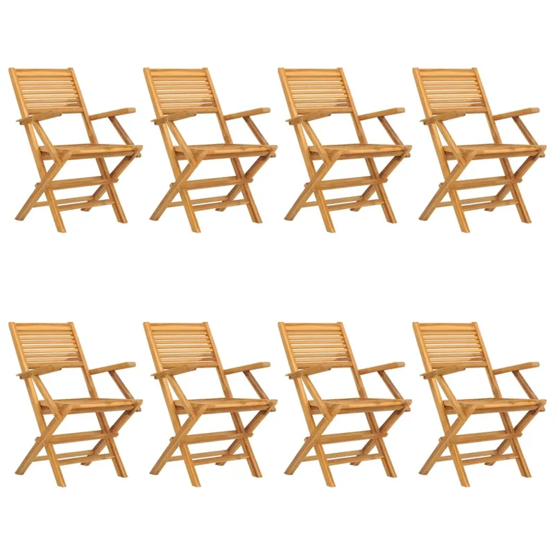 vidaXL Sillas de jardín plegables 8 uds madera maciza teca 55x62x90 cm