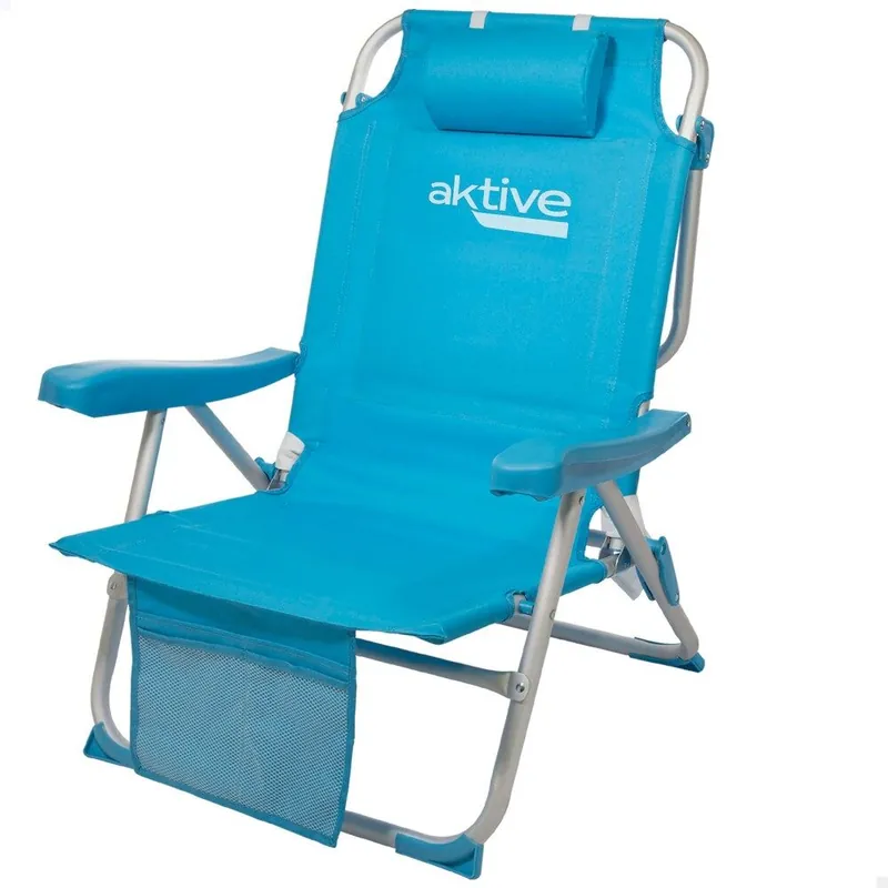 Aktive Silla playa baja XL multiposición 50x60x80 cm azul - Jardín