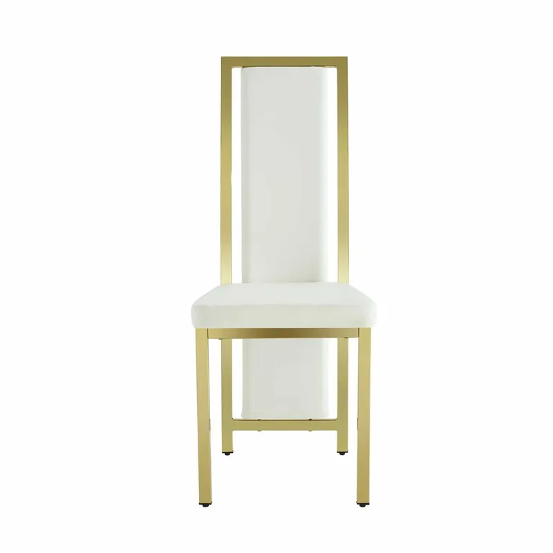Sillas de comedor 4 unidades 109 cm - diseño minimalista europeo, tapizadas en PU blanco con estructura metálica dorada - Blanco y Dorado