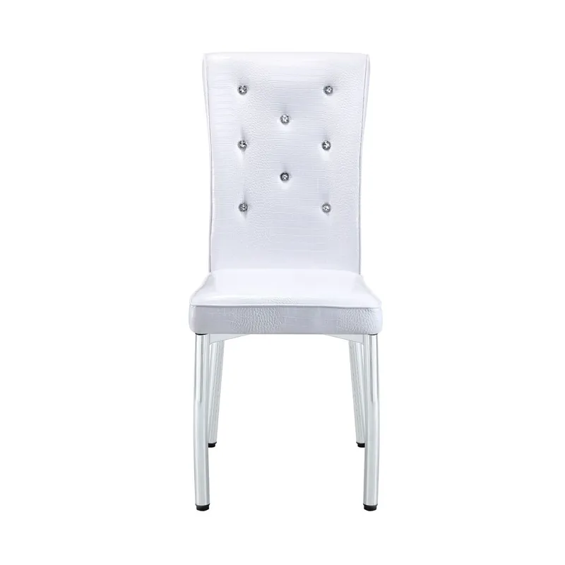Sillas de comedor 2 unidades - Tapizado retro piel de cocodrilo, hebilla de cristal, patas metal - Blanco