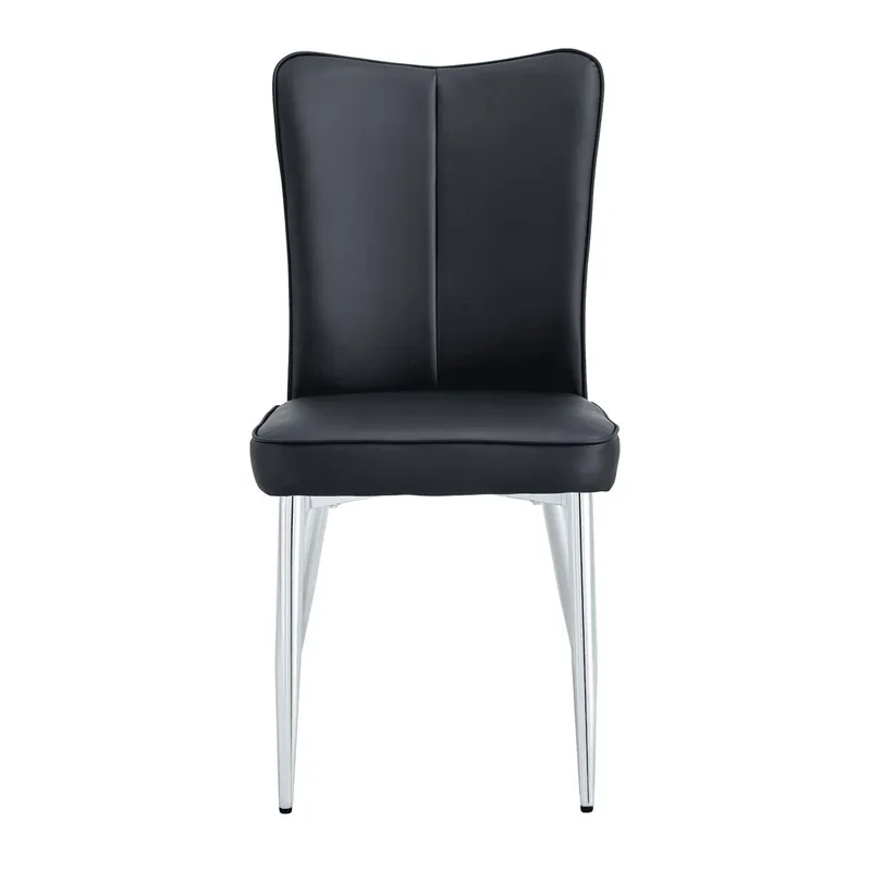 Sillas de comedor 2 uds - modernas, PU, 89 cm, patas metálicas - Negro, Gris Claro