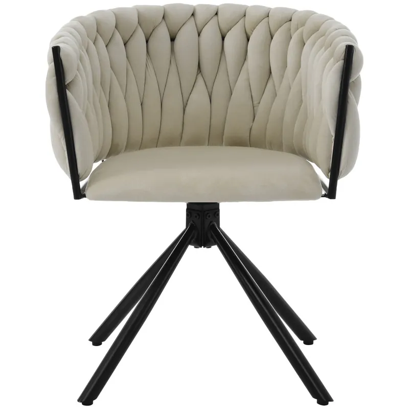 Silla comedor individual - Sillón de lujo claro, con base de metal - Beige