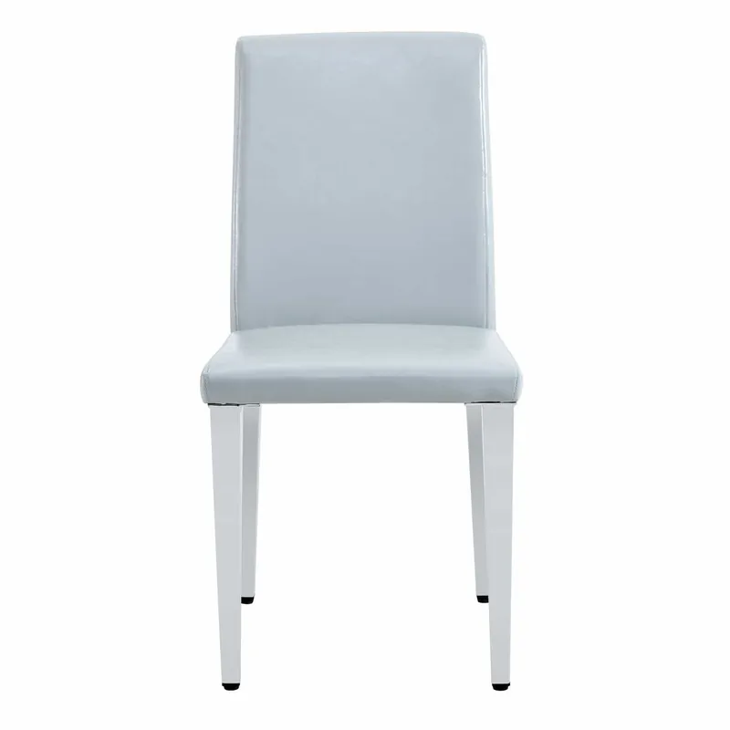 Sillas de comedor 2 unidades - diseño minimalista, tapizadas en PU gris claro con patas metálicas plateadas - Gris claro y Plata