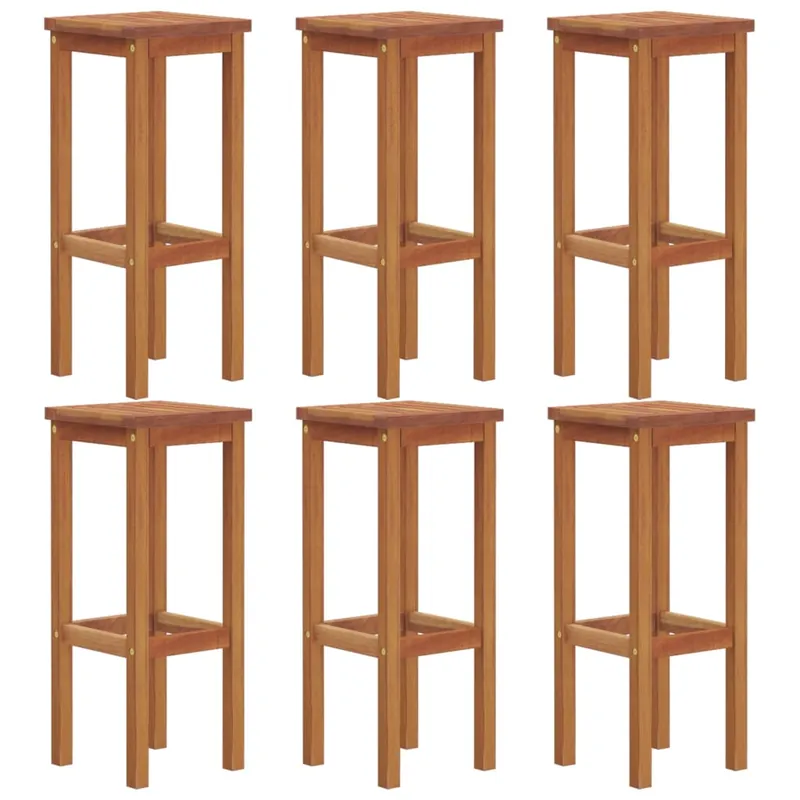 Taburetes de barra de cocina 6 unidades madera maciza acacia - Jardín