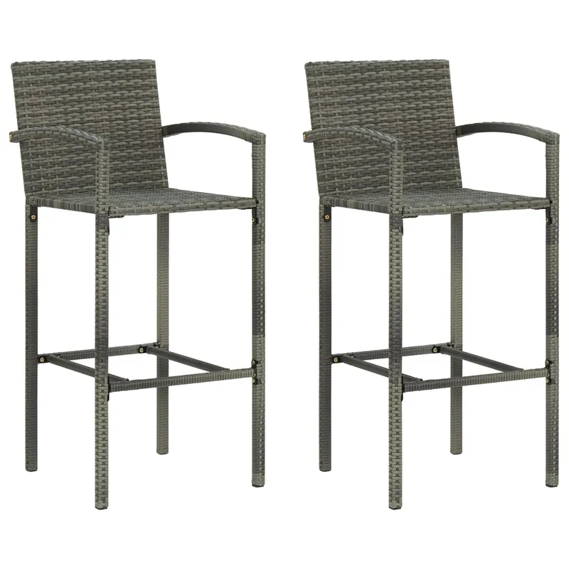 Taburetes de cocina 2 unidades ratán sintético gris - Jardín