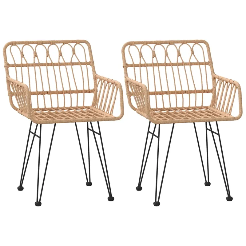 vidaXL Sillas de jardín reposabrazos 2 uds ratán PE negro 56x64x80 cm