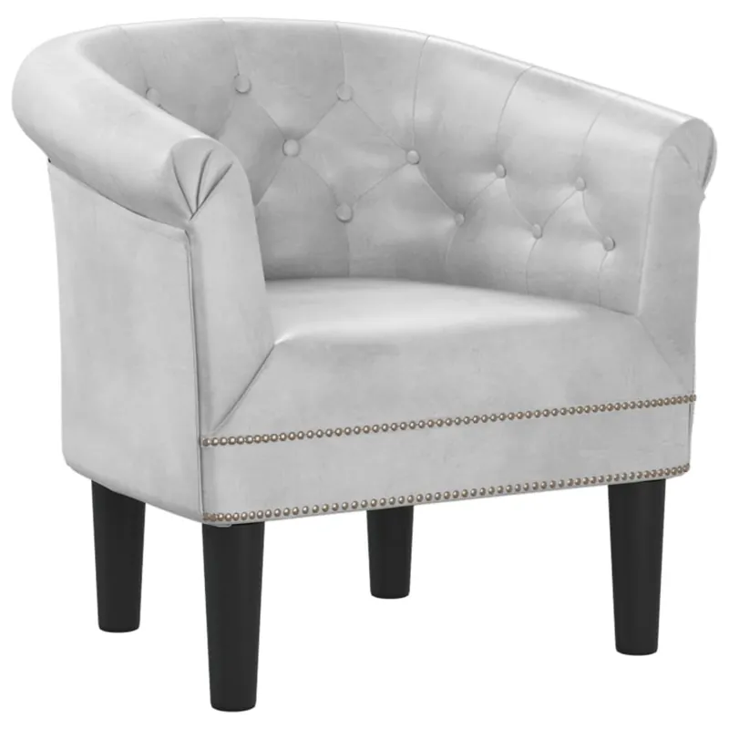 vidaXL Sillón de cuero sintético plateado - Sofás sillones puffs
