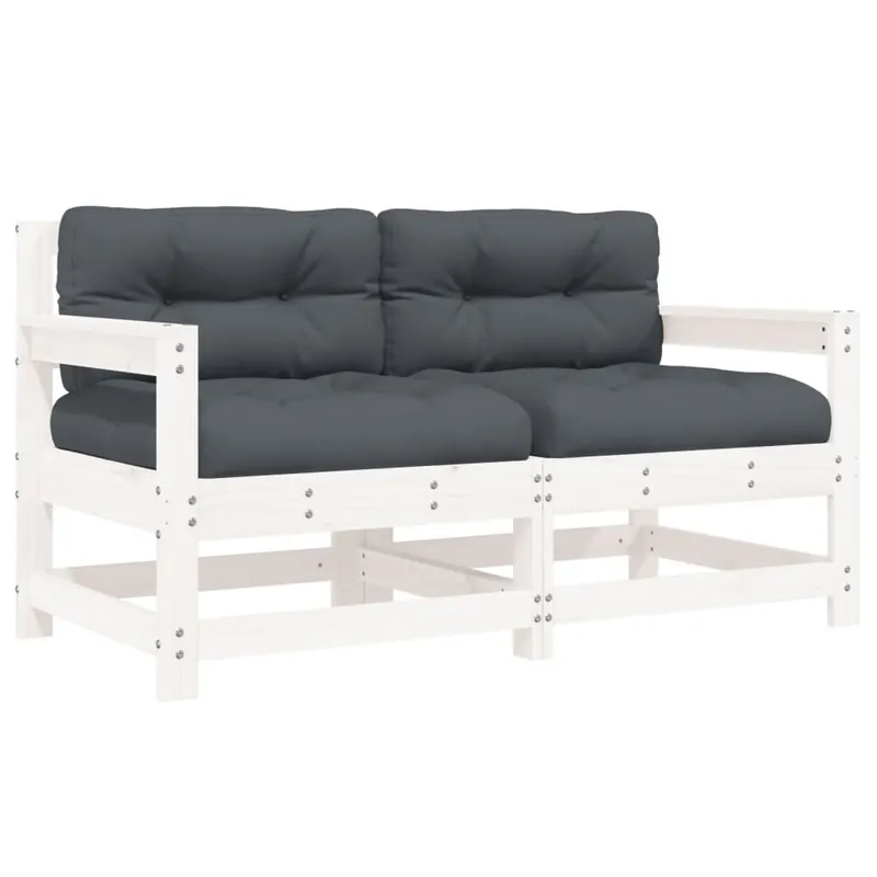 vidaXL Sillones de jardín con cojines 2 uds madera de pino impregnada - Sofás sillones puffs