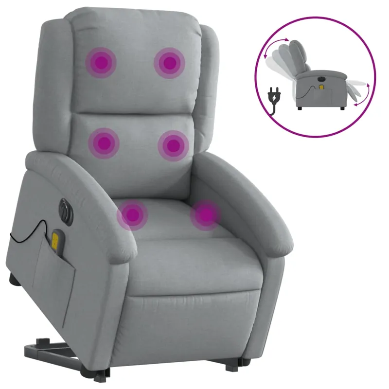 vidaXL Sillón de masaje eléctrico reclinable elevable tela gris oscuro - Sofás sillones puffs