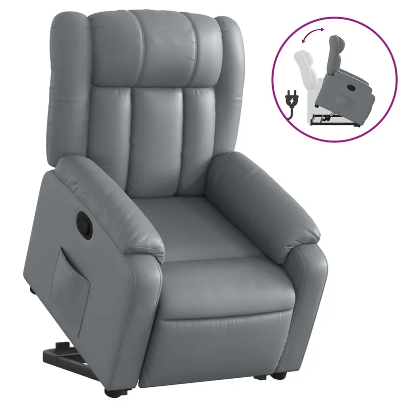 vidaXL Sillón reclinable elevable cuero artificial negro - Sofás sillones puffs