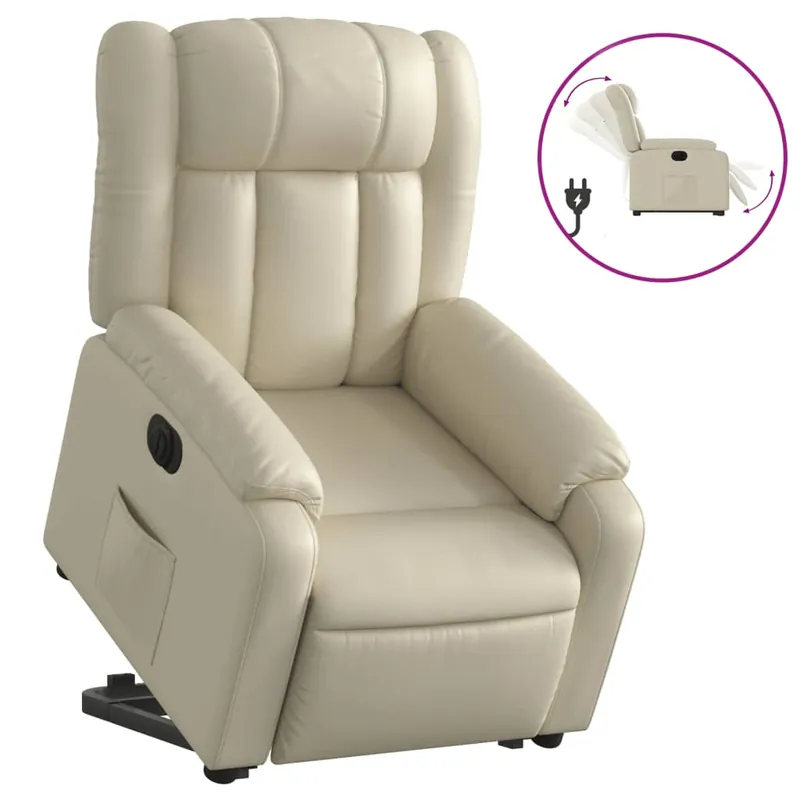 vidaXL Sillón reclinable elevable eléctrico de cuero sintético negro - Sofás sillones puffs