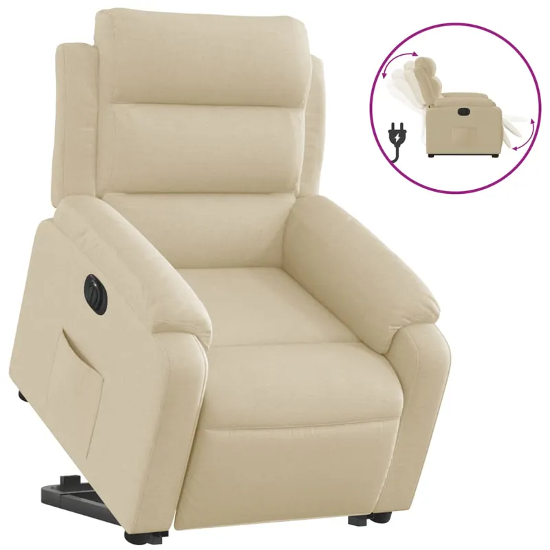 vidaXL Sillón eléctrico reclinable elevable de tela verde oscuro - Sofás sillones puffs