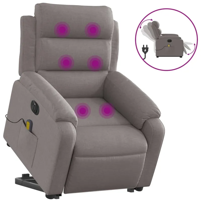 vidaXL Sillón de masaje eléctrico reclinable elevable tela rojo tinto - Sofás sillones puffs