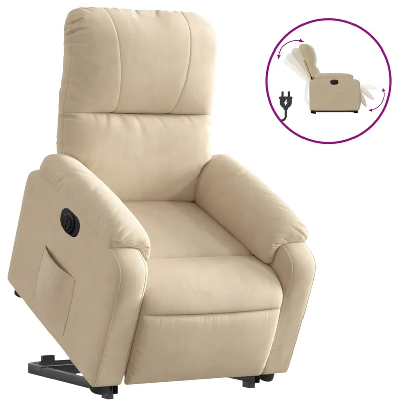 vidaXL Sillón eléctrico reclinable elevable tela microfibra gris claro - Sofás sillones puffs