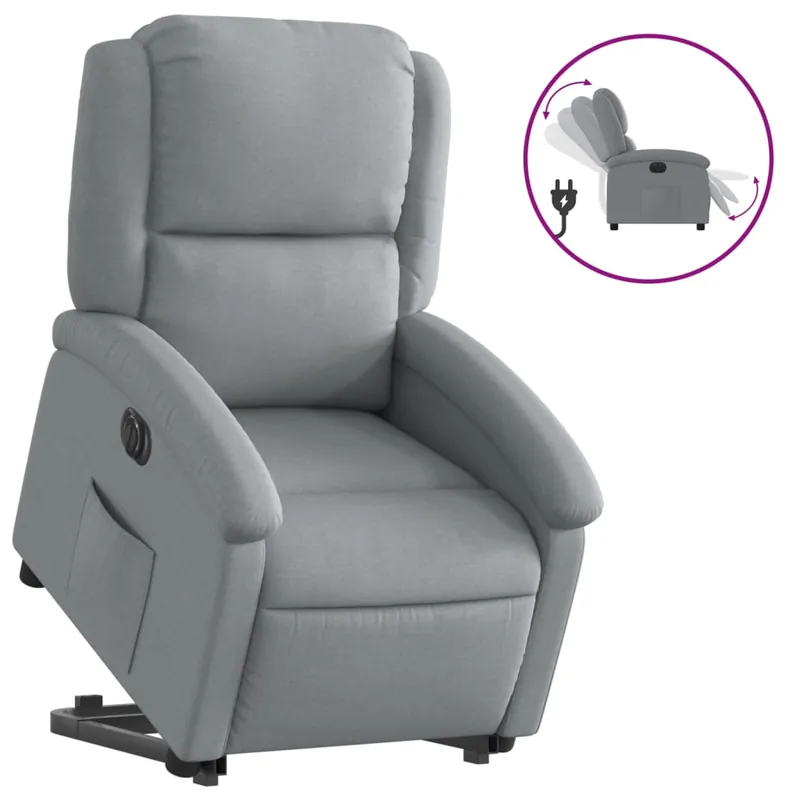 vidaXL Sillón eléctrico reclinable elevable de tela gris oscuro - Sofás sillones puffs