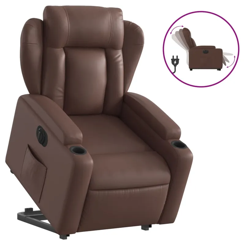 vidaXL Sillón reclinable y elevable eléctrico cuero sintético negro - Sofás sillones puffs