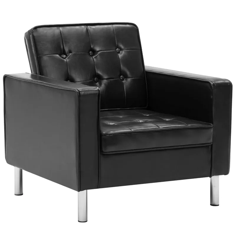 vidaXL Sillón negro 75x70x75 cm piel sintética - Sofás sillones puffs