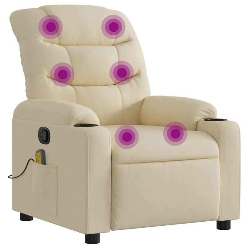 vidaXL Sillón de masaje reclinable de tela verde oscuro - Sofás sillones puffs