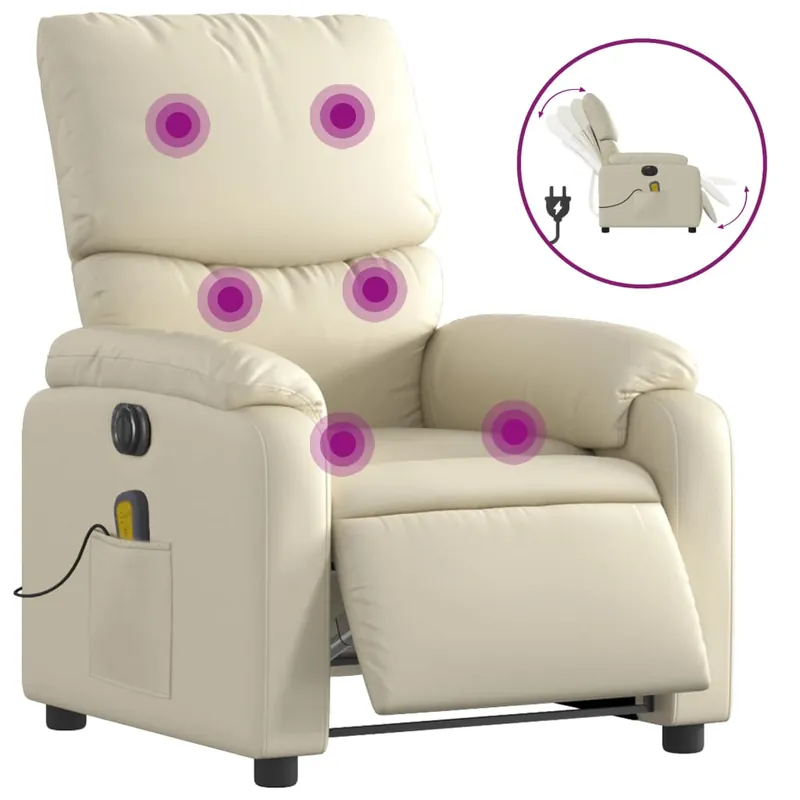 vidaXL Sillón de masaje reclinable eléctrico cuero sintético gris - Sofás sillones puffs