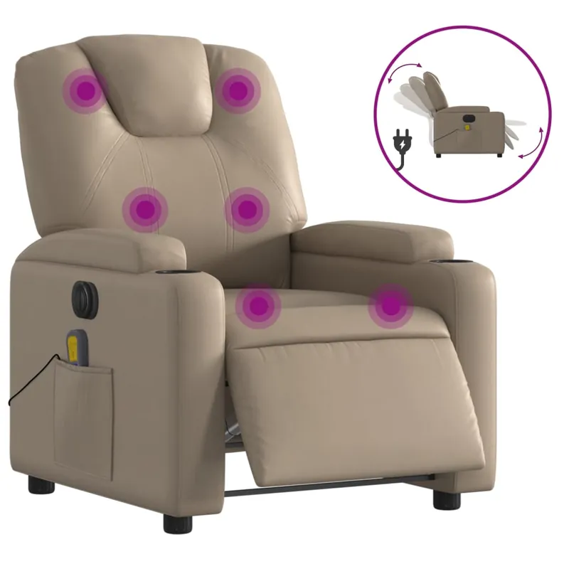 vidaXL Sillón de masaje reclinable eléctrico cuero sintético gris - Sofás sillones puffs