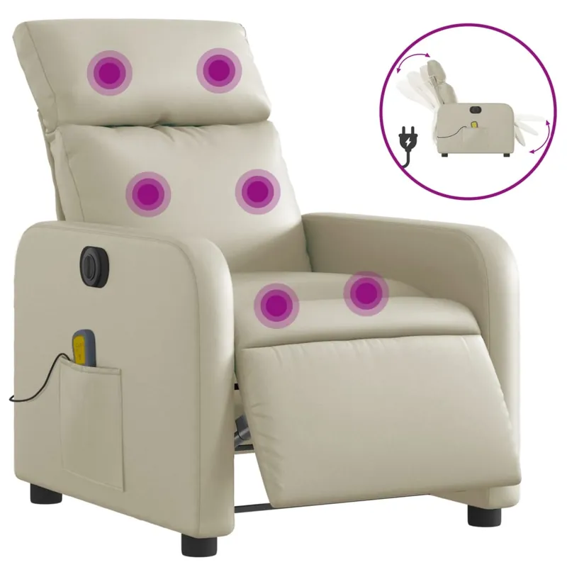 vidaXL Sillón de masaje reclinable de cuero artificial rojo tinto - Sofás sillones puffs