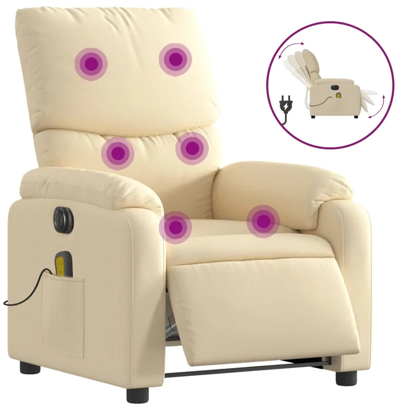 vidaXL Sillón de masaje reclinable eléctrico tela rojo tinto - Sofás sillones puffs