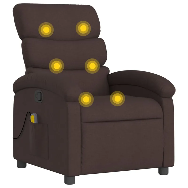 vidaXL Sillón reclinable con masaje de tela marrón - Sofás sillones puffs