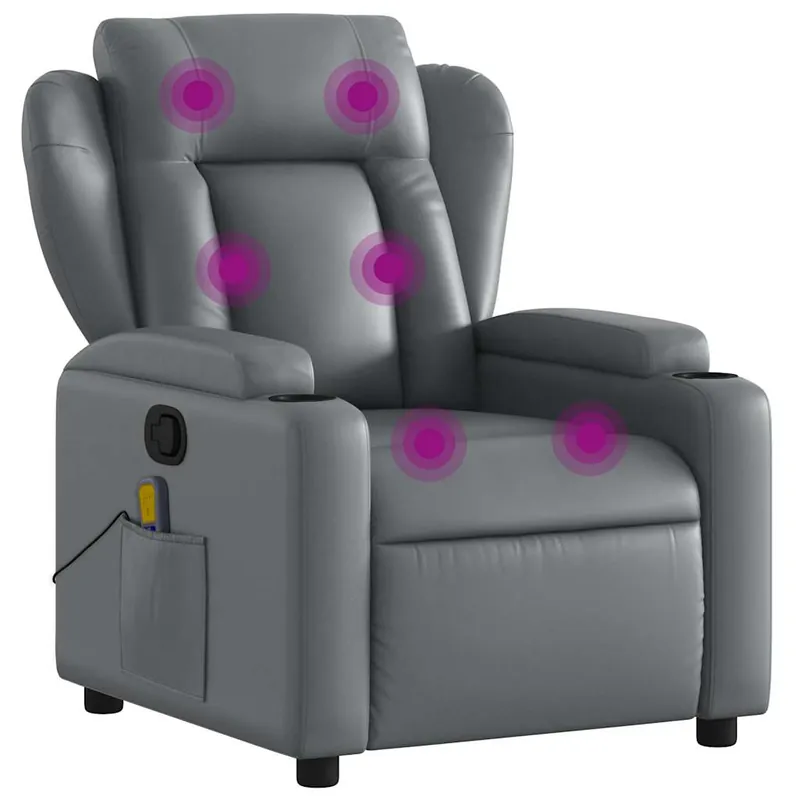 vidaXL Sillón de masaje reclinable cuero sintético negro - Sofás sillones puffs