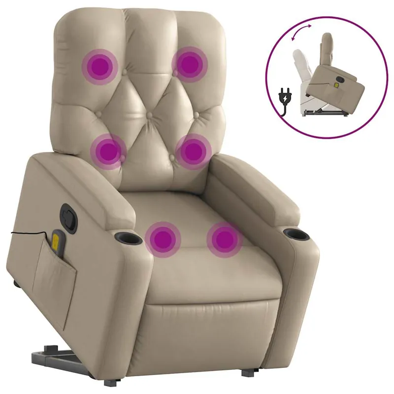 vidaXL Sillón reclinable de masaje de pie cuero artificial gris - Sofás sillones puffs