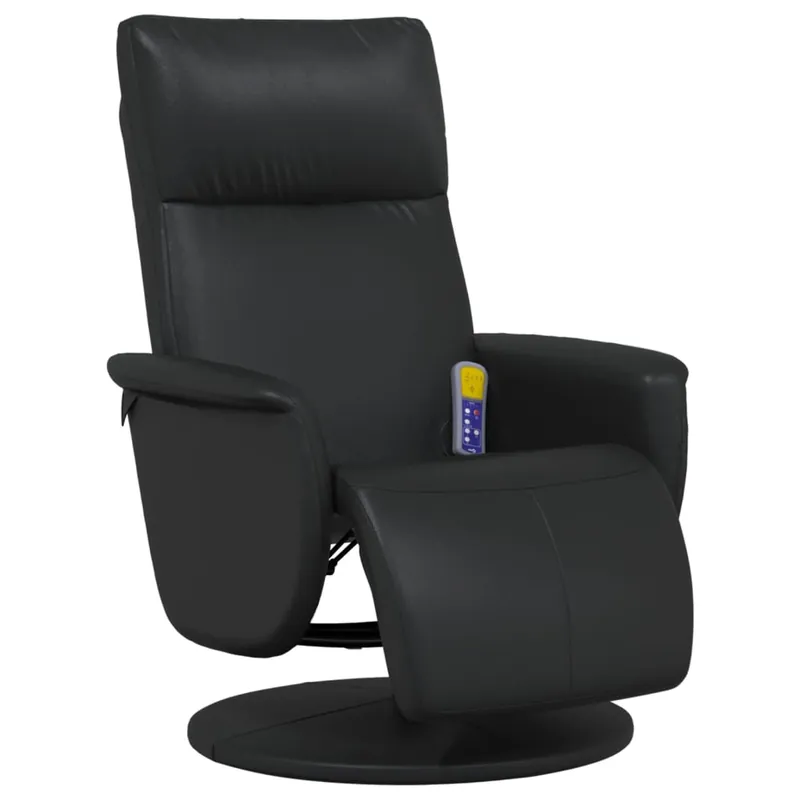 vidaXL Sillón reclinable masaje con reposapiés cuero sintético negro - Sofás sillones puffs