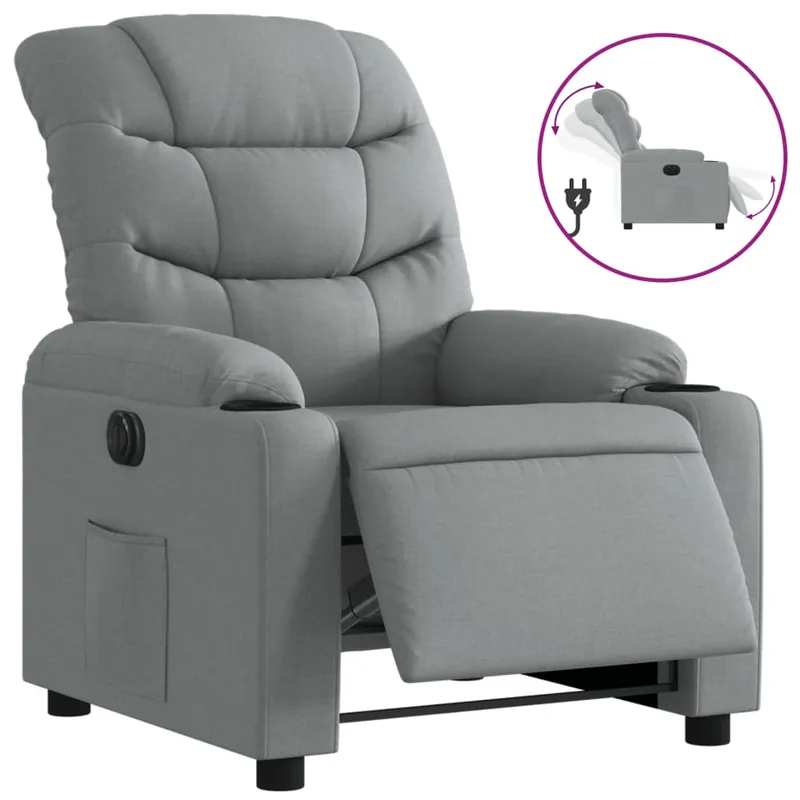 vidaXL Sillón reclinable eléctrico de tela crema - Sofás sillones puffs